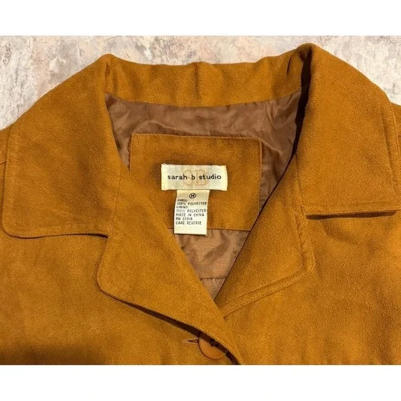 Vintage Faux Suede Chore Coat Brown Button Up Shirt Jacket Size M Western Boho - Picture 4 of 9